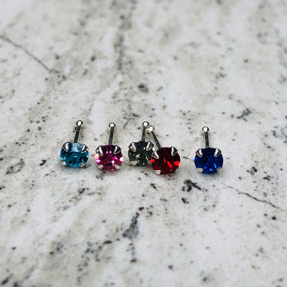 925 Sterling Silver Ball Nose Stud Set of 5